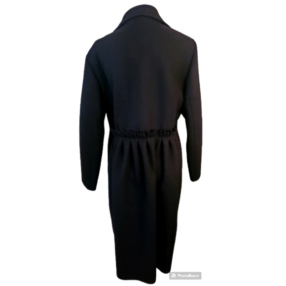 New AKRIS PUNTO Ruffled Back Single-Breasted Coat Size 12 Black - Picture 6 of 12